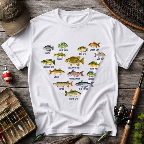 Freshwater Fish Species Chart Fishing Graphic T-Shirt