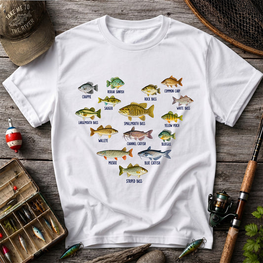 Freshwater Fish Species Chart Fishing Graphic T-Shirt