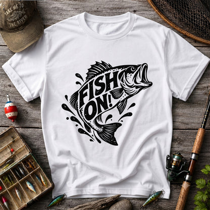 Fish On! Jumping Bass Fishing Distressed Graphic T-Shirt