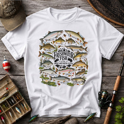 Freshwater Fish of the Great Lakes Water System Graphic T-Shirt
