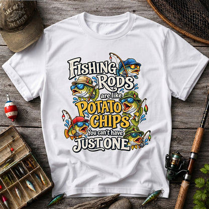 Fishing Rods Are Like Potato Chips You Can't Have Just One Funny Bass T-Shirt