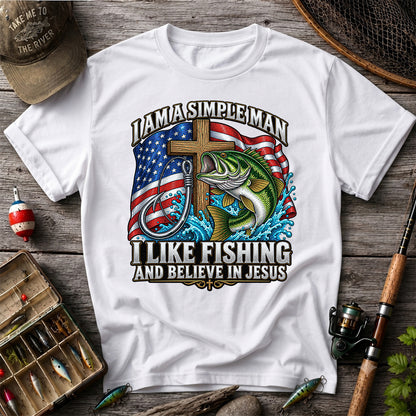 American Flag Bass Fishing Faith Patriotic Graphic T-Shirt