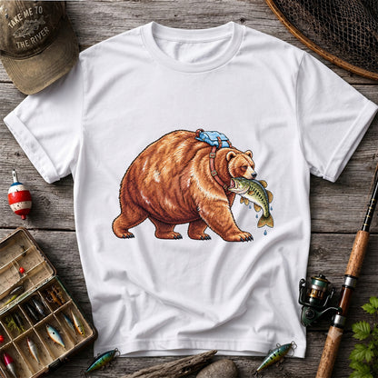 Bear Carrying Bass Fishing Wildlife Graphic T-Shirt