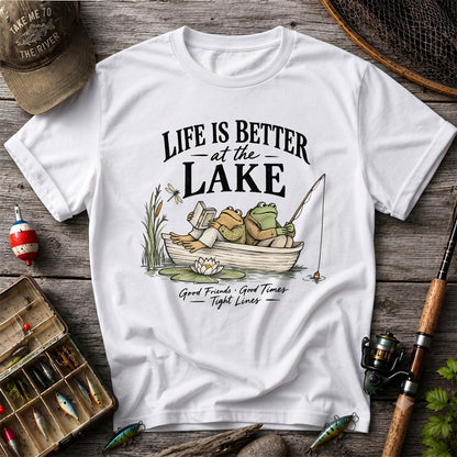 Life Is Better at the Lake Frog Fishing Graphic T-Shirt
