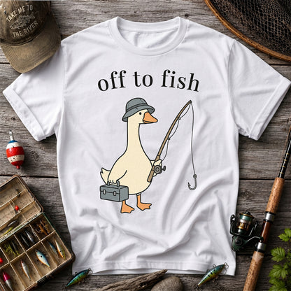 Off To Fish T-Shirt Funny Goose Fishing Shirt Vintage Angler Tee