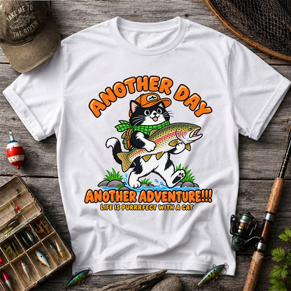 Another Day Another Adventure Cat and Trout Fishing Graphic T-Shirt