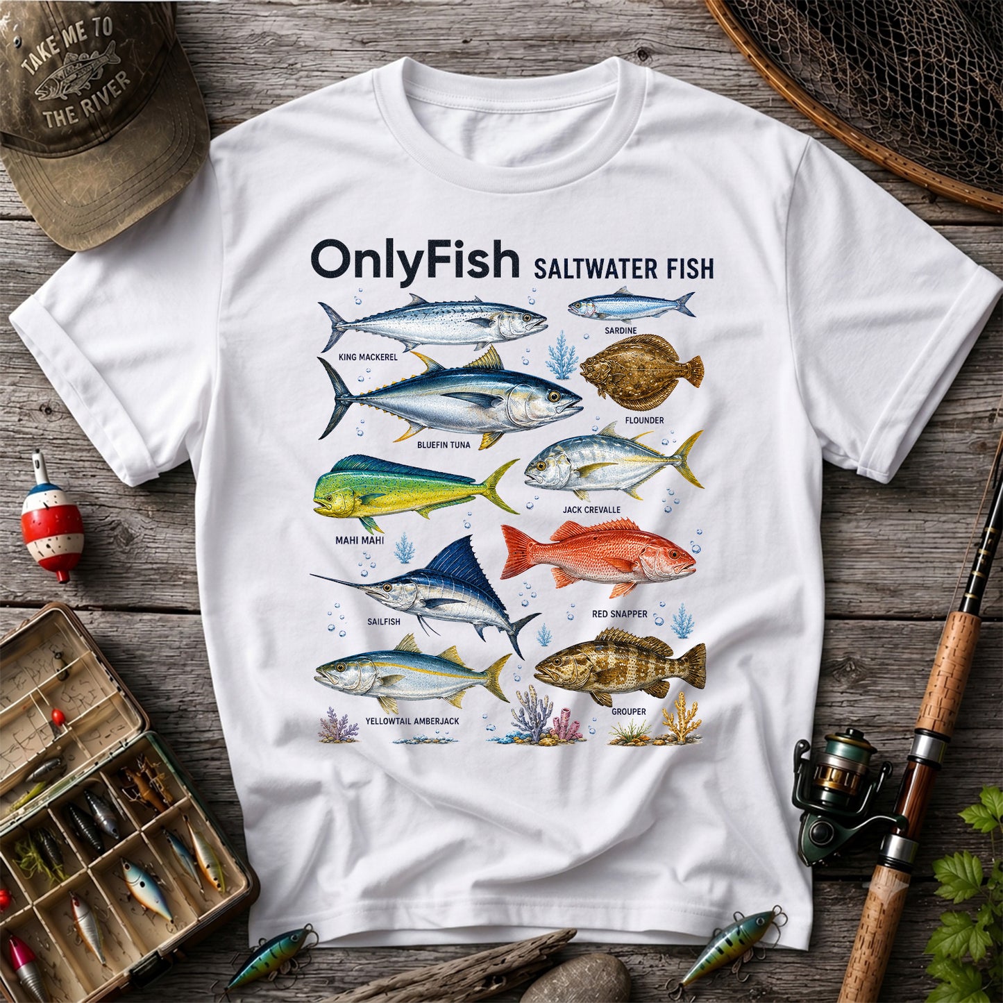 OnlyFish Saltwater Fish Identification T-Shirt