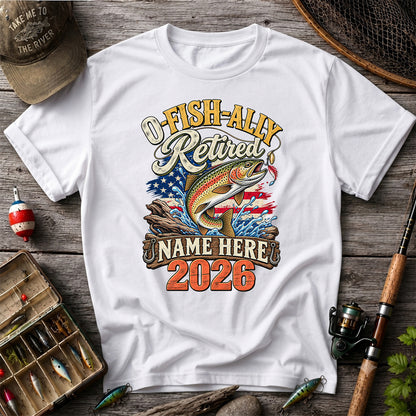 Retired Trout Fishing Patriotic Personalized Graphic T-Shirt