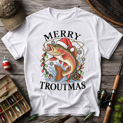 Merry Troutmas Rainbow Trout Christmas Fishing T-Shirt
