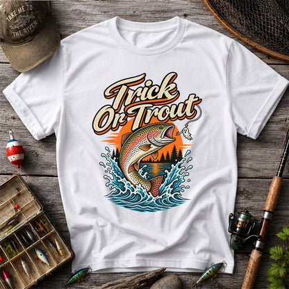 Trick or Trout Rainbow Trout Halloween Fishing T-Shirt
