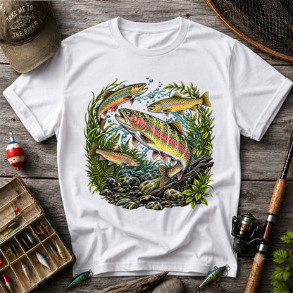 Rainbow and Brown Trout Underwater Fishing Graphic T-Shirt
