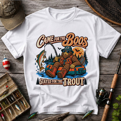 Came for the Boos Stayed for the Trout Bigfoot Halloween Fishing T-Shirt