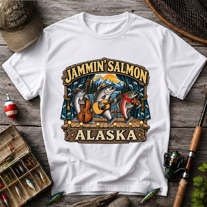 Jammin' Salmon Alaska Fish Band Graphic T-Shirt