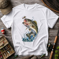 Largemouth Bass Leaping for a Fly Fishing Graphic T-Shirt