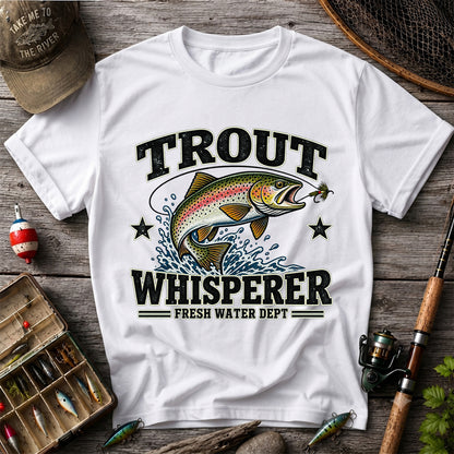 Trout Whisperer Fresh Water Dept Rainbow Tee, Trout Fishing T-Shirt
