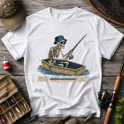 Just One More Cast Skeleton Fishing Boat Graphic T-Shirt