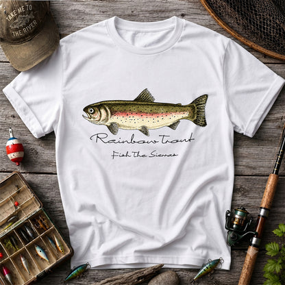 Rainbow Trout T-Shirt Fish The Sierras Fly Fishing Vintage Angler Tee
