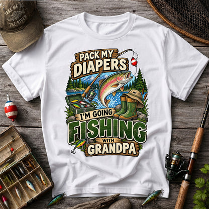 Pack My Diapers I'm Going Fishing With Grandpa Rainbow Trout T-Shirt