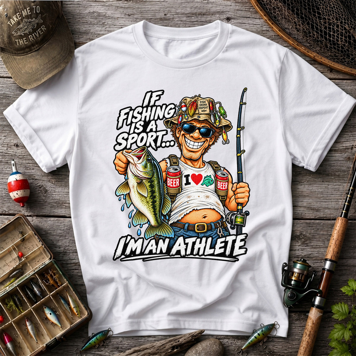 If Fishing Is a Sport I'm an Athlete Funny Bass Angler T-Shirt