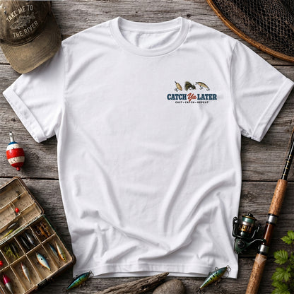 Catch Ya Later Cast Catch Repeat Minimalist Fishing T-Shirt