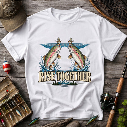 Rise Together Rainbow Trout Fly Fishing Graphic T-Shirt