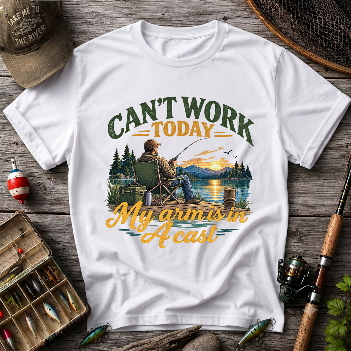 Can't Work Today My Arm Is in a Cast Fishing T-Shirt