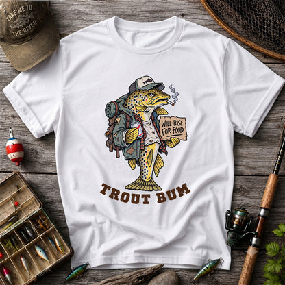 Trout Bum Will Rise for Food Funny Brown Trout Fishing T-Shirt