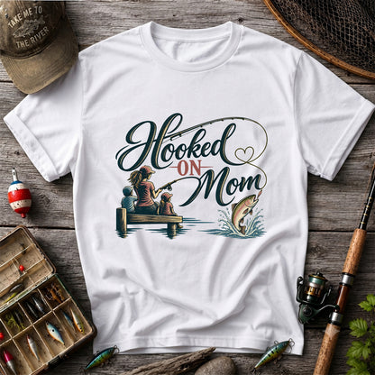 Hooked on Mom Family Fishing Graphic T-Shirt