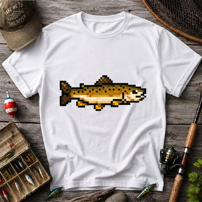 Pixel Art Trout Fishing T-Shirt Retro Fishing Tee