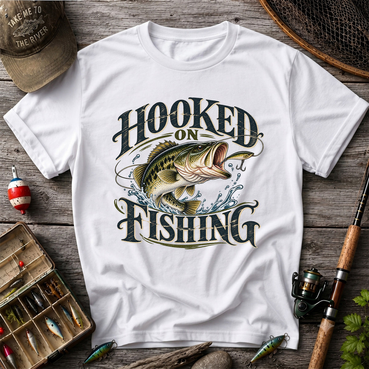 Hooked on Fishing Largemouth Bass Graphic T-Shirt