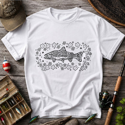 Brown Trout Surrounded by Wildflowers Fishing Graphic T-Shirt