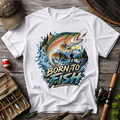Born to Fish Rainbow Trout Fly Fishing Graphic T-Shirt