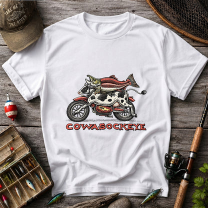 Cowasockeye Trout Motorcycle Funny Fishing Graphic T-Shirt