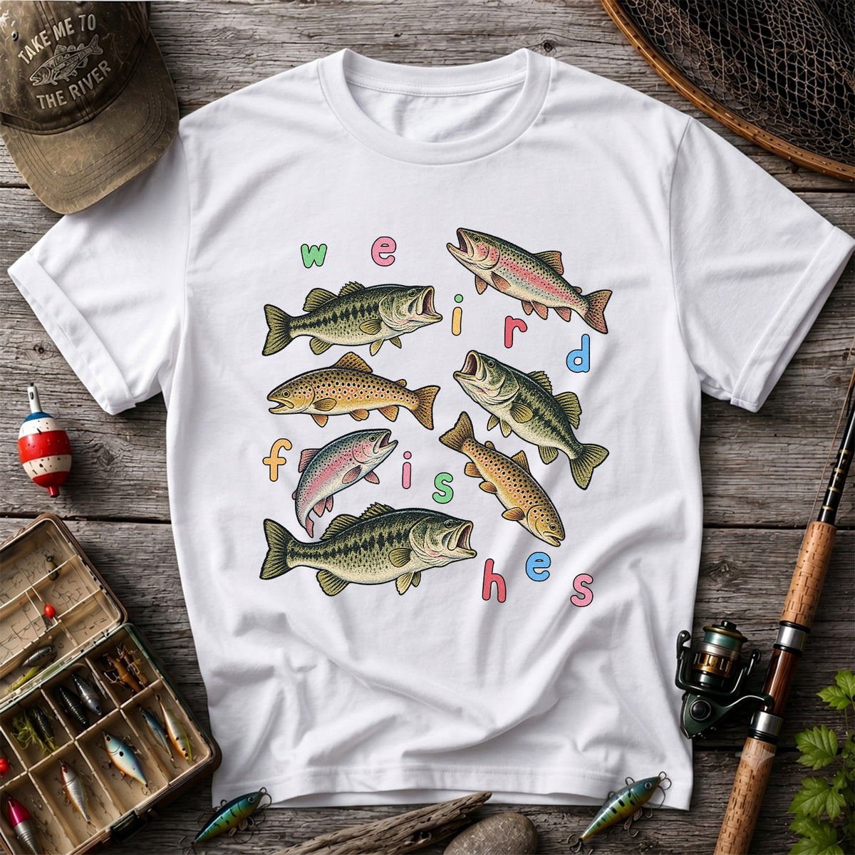 Weird Fishes Bass and Trout Fishing Graphic T-Shirt