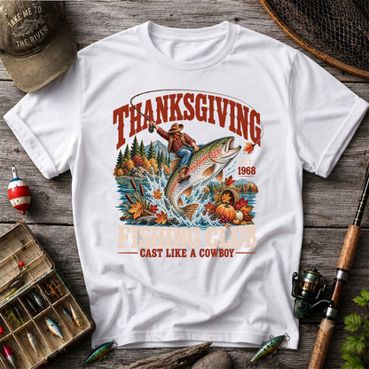 Thanksgiving Cowboy Trout Fishing Club Graphic T-Shirt