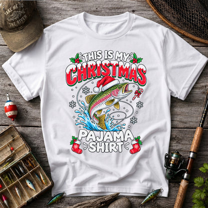 This Is My Christmas Pajama Shirt Rainbow Trout Fishing T-Shirt