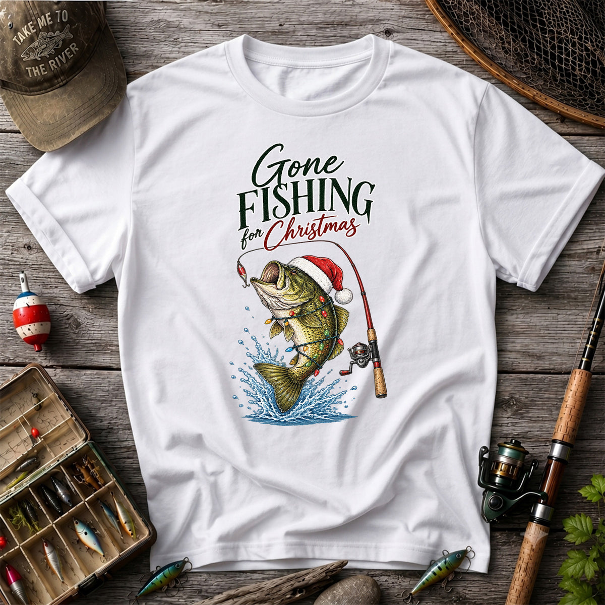 Gone Fishing for Christmas Bass Fishing Graphic T-Shirt