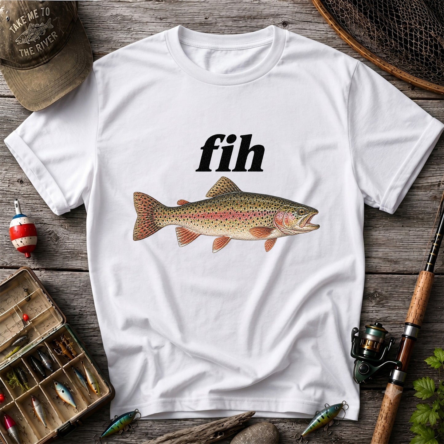 Fih Rainbow Trout Minimalist Fishing Graphic T-Shirt