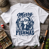 Merry Fishmas Santa Fishing Christmas Graphic T-Shirt