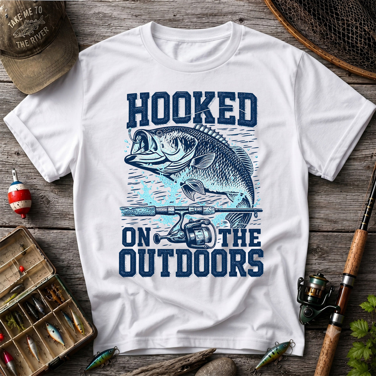Hooked on the Outdoors Bass Fishing Graphic T-Shirt