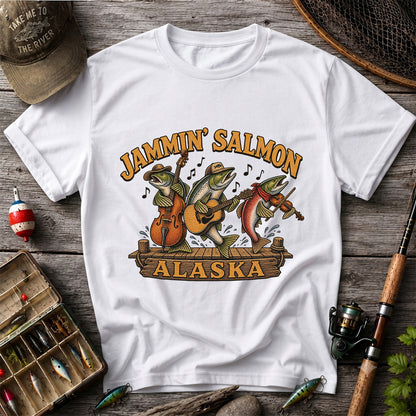 Jammin’ Salmon Alaska Fishing Band Graphic T-Shirt