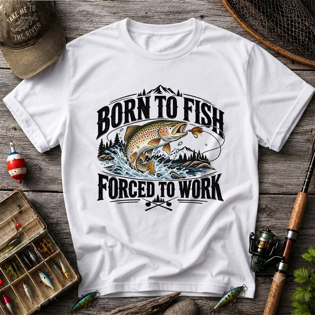 Brown Trout Mountain Lake Fishing Graphic T-Shirt