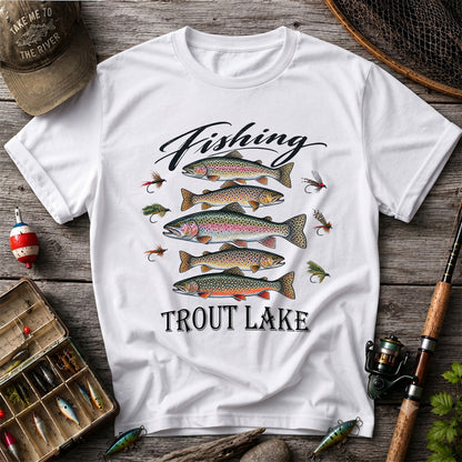 Fishing Trout Lake Vintage Trout and Flies Graphic T-Shirt