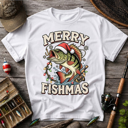 Merry Fishmas Santa Hat Bass Christmas Fishing T-Shirt