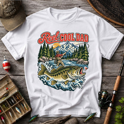 Reel Cool Dad Largemouth Bass Fishing Graphic T-Shirt