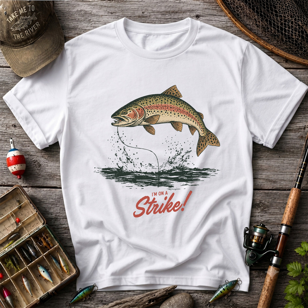 I'm on a Strike Rainbow Trout Fishing Graphic T-Shirt