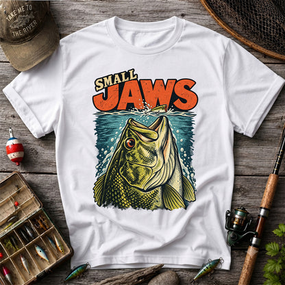 Small Jaws Bass Chasing a Fishing Lure Retro Graphic T-Shirt