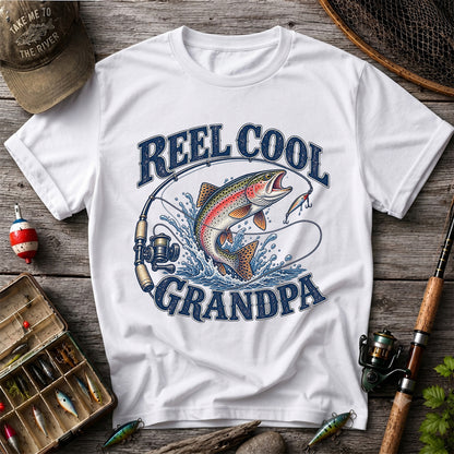 Reel Cool Grandpa Trout Fishing Graphic T-Shirt