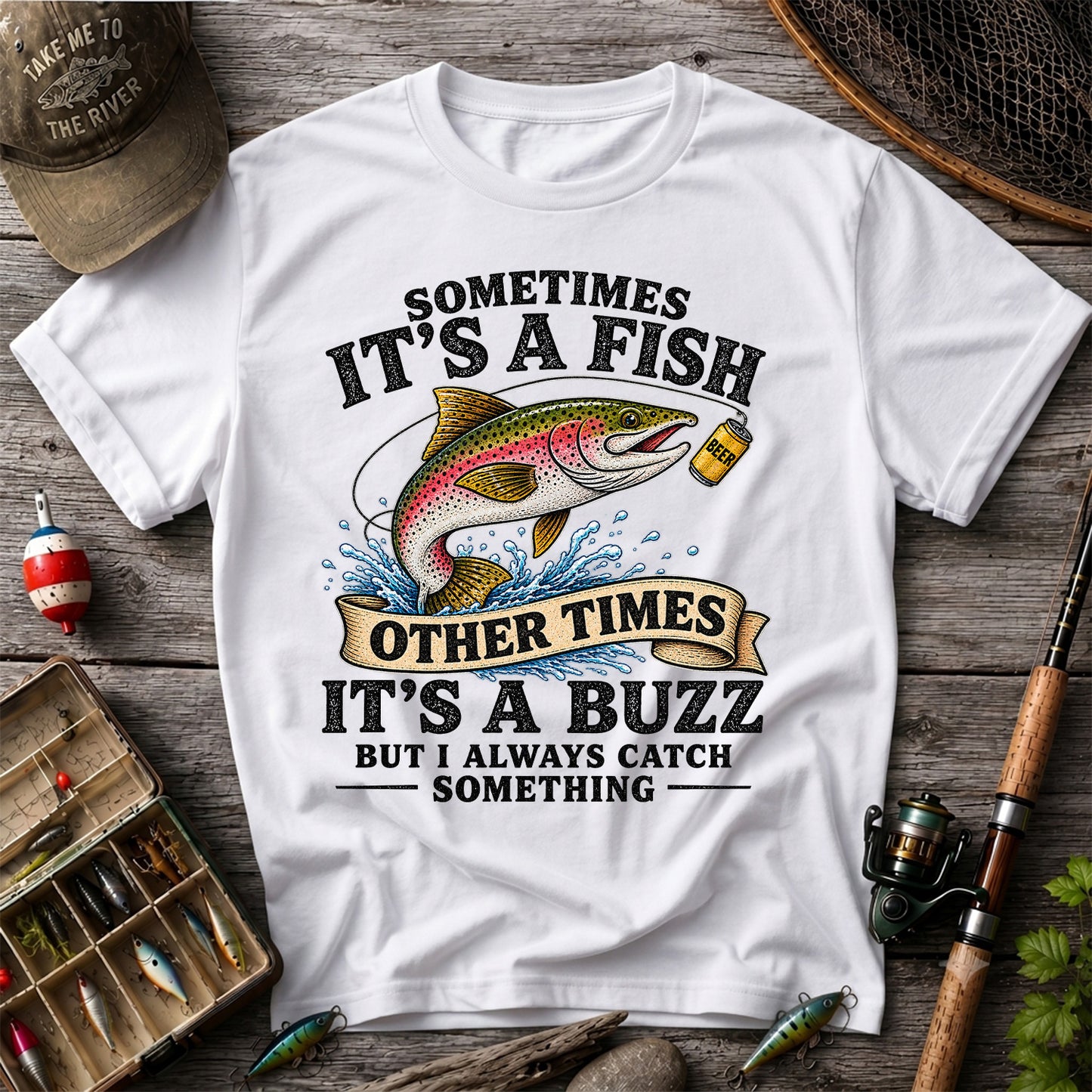 Sometimes It's a Fish Other Times It's a Buzz Rainbow Trout T-Shirt