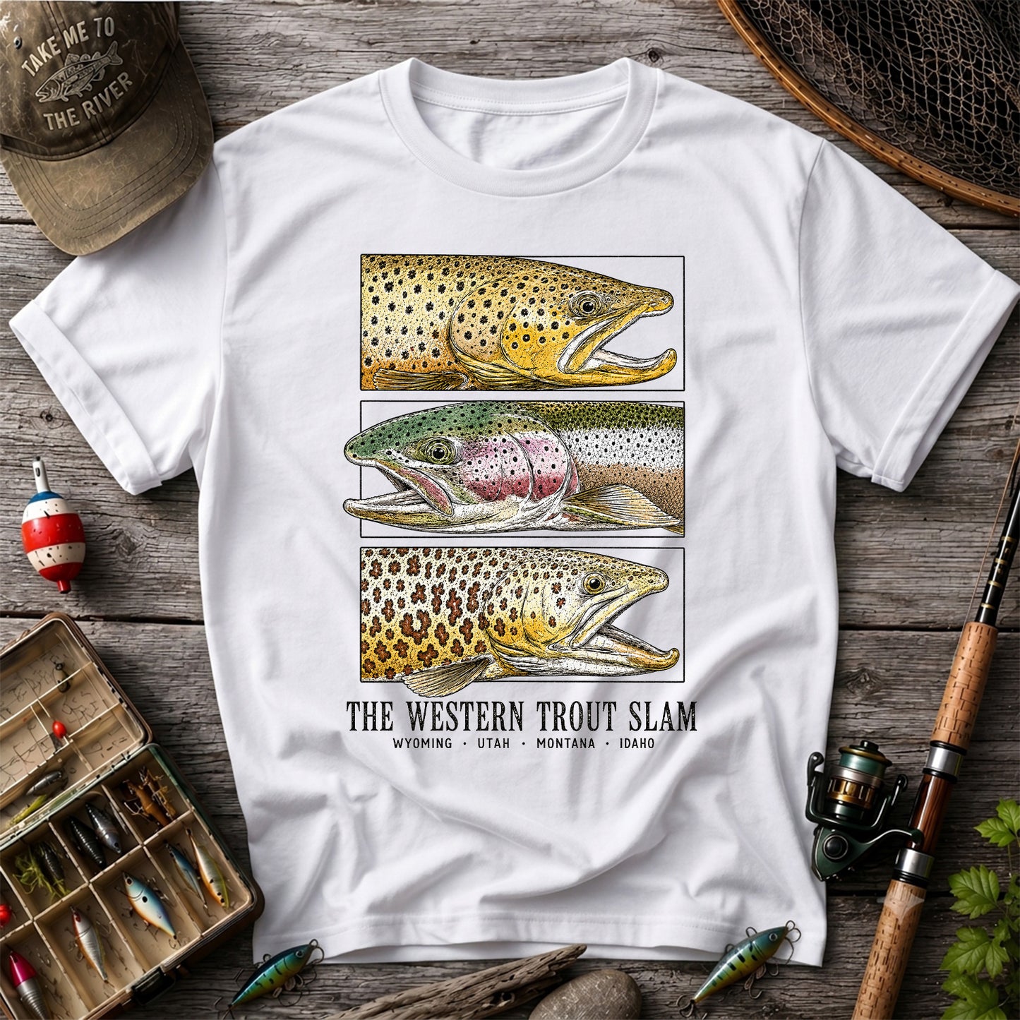 The Western Trout Slam Wyoming Utah Montana Idaho Fishing T-Shirt